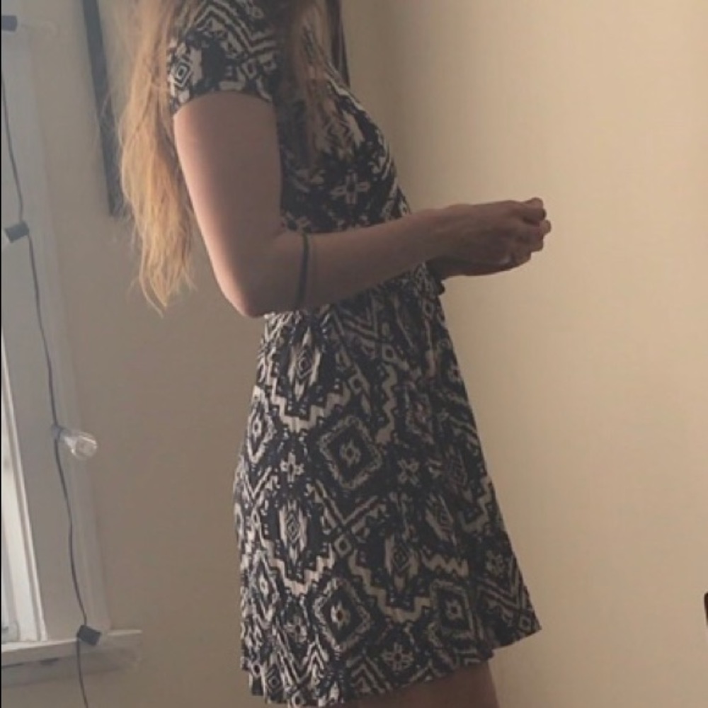 Black and white geometric skater dress